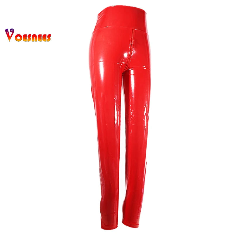 Sexy Tight Pants High Elasticated Waistband Trousers Sexy Slimming Leggings Skinny Pencil Pants Women PU Leather Hip Lifter