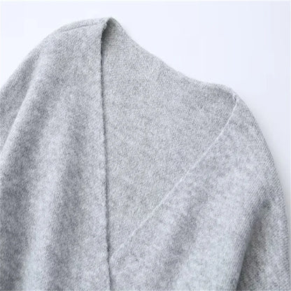 Women Solid Color Lace-up Knitted Sweater Jacket Female Cardigan with Belt Autumn and Winter Woolen Simple Cardigan Sweater