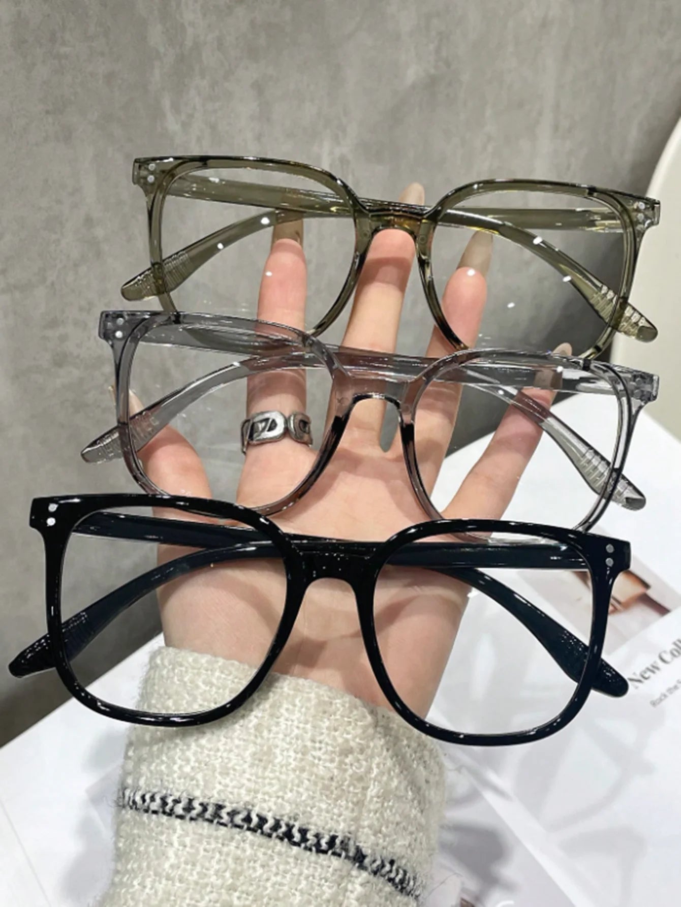 1Pc/3Pcs/4Pcs/6Pcs European and American Classic Popular Square Frame Glasses Set Men's and Women's Fashion Glasses Badiee Stylez