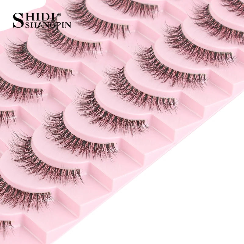 SHIDISHANGPIN 5/10Pairs False Lashes Cat Eye Eyelashes Eyelash Extension 3D Mink Half Lashes Natural Makeup faux Cils maquiagem
