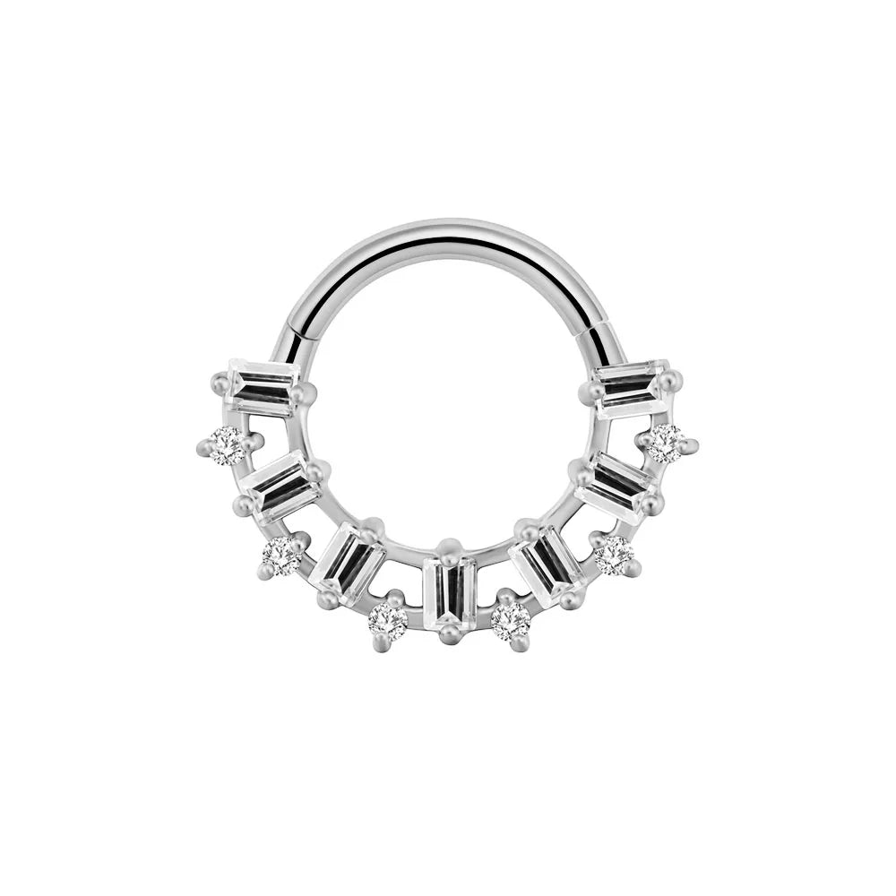 Flower Moon Heart Waterdrop Septum Piercing Daith Conch Tragus Hoop Earring Clicker Segment Nose Ring 316L Surgical Steel 16G O-Silver Color