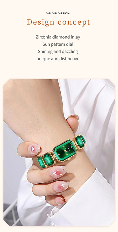 2025 New Women Watches Luxury Diamond Square Quartz Movement Stainless Steel Mesh Belt Original Gold Fashion Dress Women's Watch