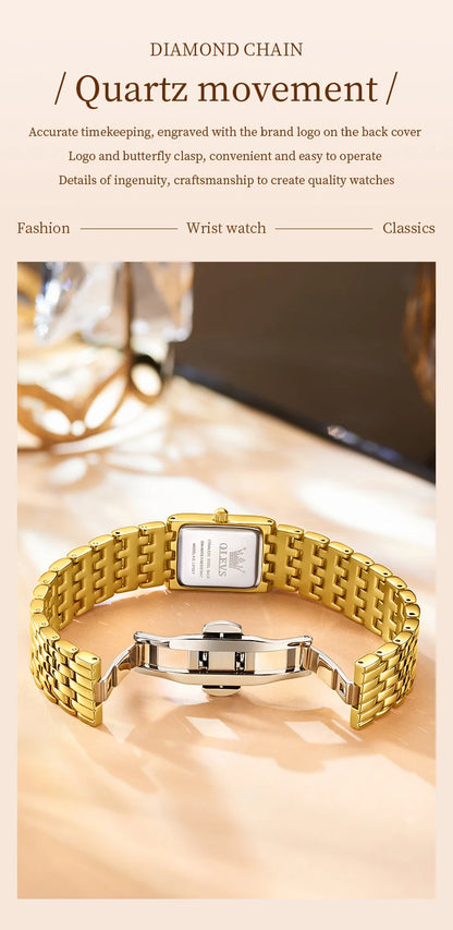 OLEVS 3700 Elegant Original Women Watches Quartz Watch Diamond Watch For Woman Square Watch Ladies Gifts New Reloj Mujer