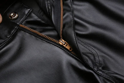 Men's Leather Pants Skinny Fit Elastic Fashion PU Leather Biker's Trousers Nightclub Party & Dance Pants Thin