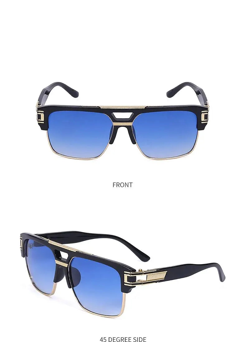 European And American Fashion Sunglasses Transparent Frame Glasses Cross Border Men And Women Retro Square Frame Sunshade Mirror