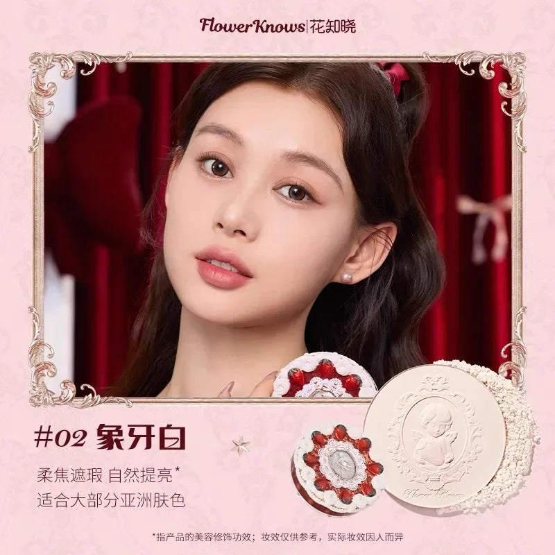 Flower knows Strawberry Cupid series Pressed Powder Matte Soft Focus Oil Control Holding Powder 02