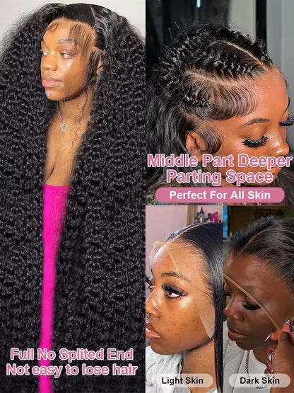 Luvkiss 180 Density 30 40 Inch Curly 13X4 HD Lace Front Human Hair Wig Brazilian Water Deep Wave 13x6 Lace Frontal Wig For Women