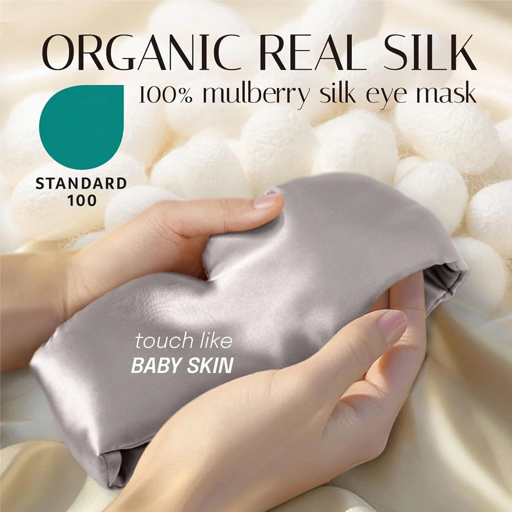 100% Mulberry Silk Sleeping Mask Eyepatch Blocking Light Eyemask Soft Padded Travel Sleeping Aid for Sleep Patch Slaapmasker Badiee Stylez
