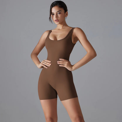 New V Back Scrunch Sports Jumpsuit Women Gym Rompers Sleeveless Sportswear Bodysuits Women Casual One-Piece Suit Yoga Clothing