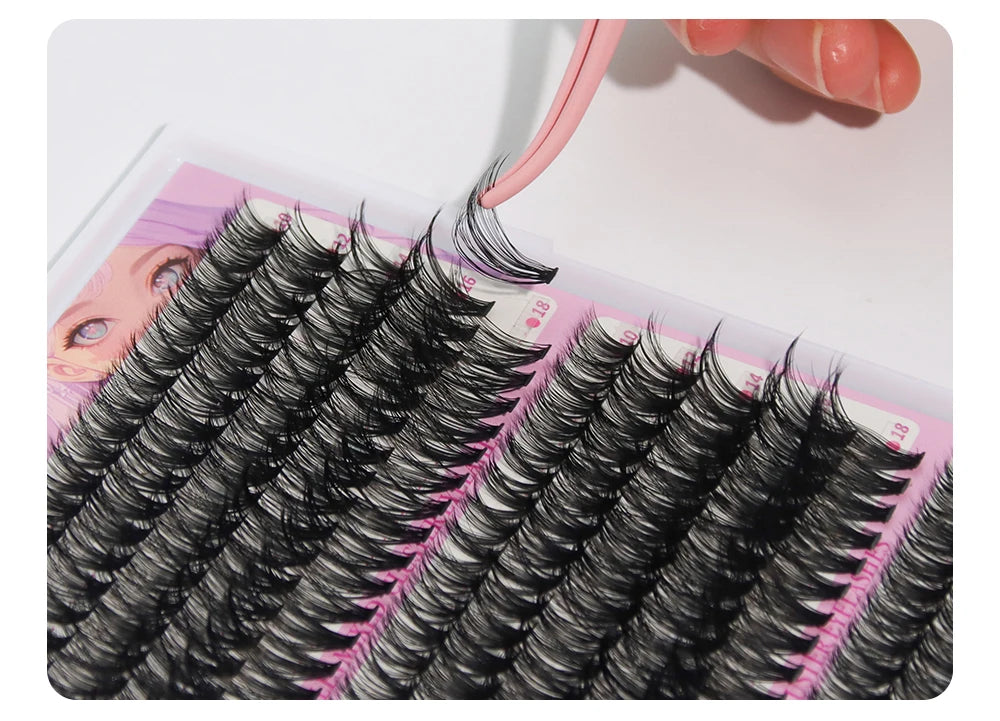 ANNAFRIS 300Pcs DIY Cluster Lash Extension Kit Color individual Lashes Kit with Lash Bond&Seal Remover Tweezers
