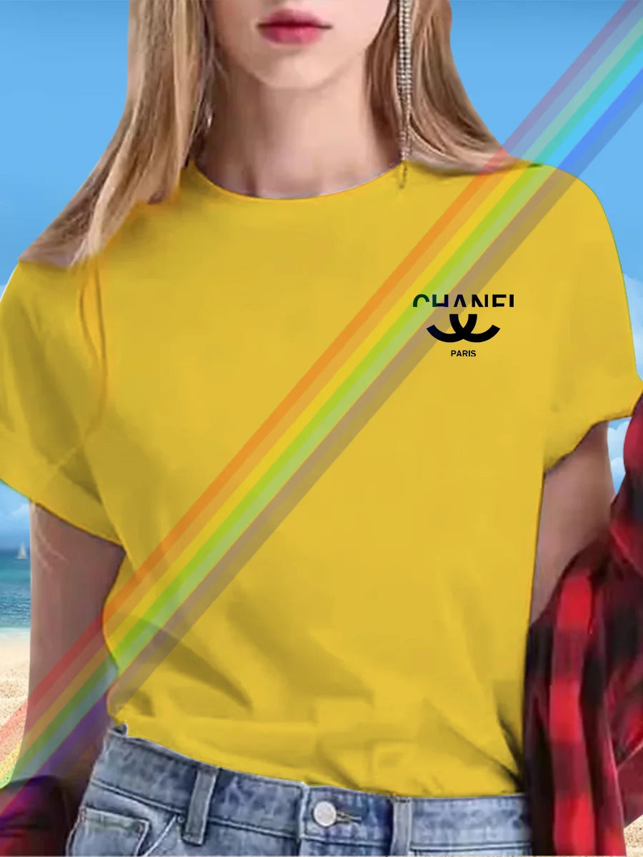 New alphabet Print Casual Graphic T-shirt Short sleeve Sports Women's T-shirt Unisex casual everyday wear Summer women's T-shirt TZ-783 (1) 2 CHINA