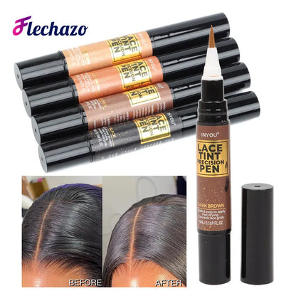 Lace Tint Pen Tinted Lace Precison Parting Pen Black Medium Dark Light Brown 5Ml 0.17Oz - Wig Lace Tint With Brush Applicatior