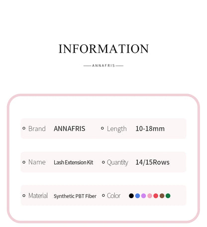 ANNAFRIS 300Pcs DIY Cluster Lash Extension Kit Color individual Lashes Kit with Lash Bond&Seal Remover Tweezers