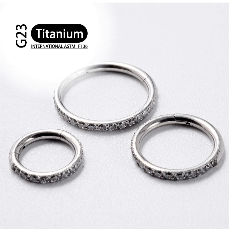 G23 Titanium Earrings Hoop Round Tragus Cartilage Helix Daith Lip Hinged Clicker Segment Ear Nose Ring Body Piercing Jewelry Badiee Stylez