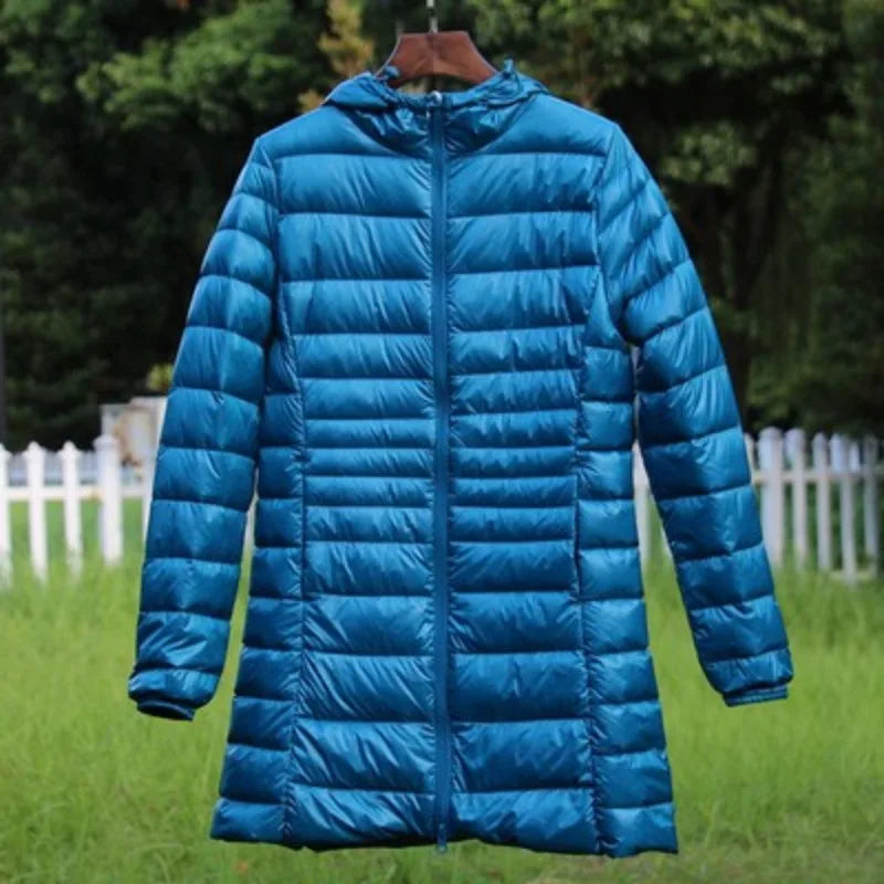 Plus Size 5XL 6XL 7XL Women's Hooded Puffer Jackets 2023 New Arrivals Female Ultra Lightweight Packable Warm Slim Fit Down Coat