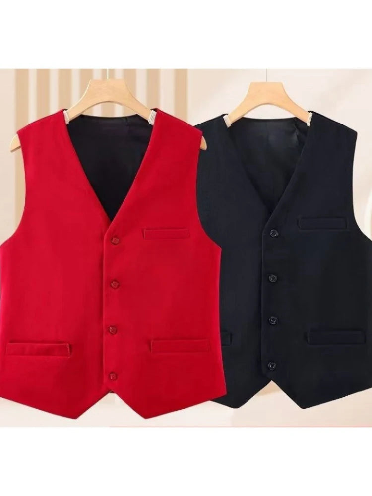 New In Office Lady's Plus Size Waistcoat Matching Casual Chic Elegant Lady's Vest V-Neck Sleeveless Tank Top Loose Coat Jacket