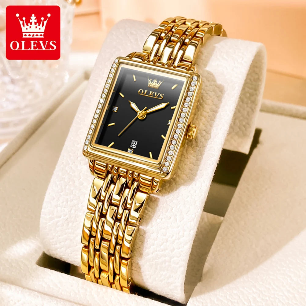 OLEVS 9995 Women's Watch Luxury Elegant Quartz Ladies Wristwatch Top Brand Waterproof Luminous Date Original Watch For Women Black CHINA