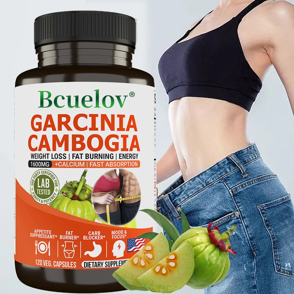 100% Pure Garcinia Cambogia 1600 mg Supplement - HCA Extract, Fast Absorbing, Carb Blocker Metabolism, 120 Capsules