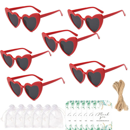 12-60Pcs Wedding Bridal Heart Shaped Sunglasses Party Favors Gift for Guests Bachelorette Hen Party Glasses Bridal Shower Decor Heart Red Card 2 CHINA