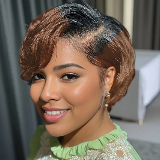 13x4 lace 1b99 1b4 black color short straight 8inch 150% density pixie cut human hair wig daily party mother's day gift wig United States 8inches|150%