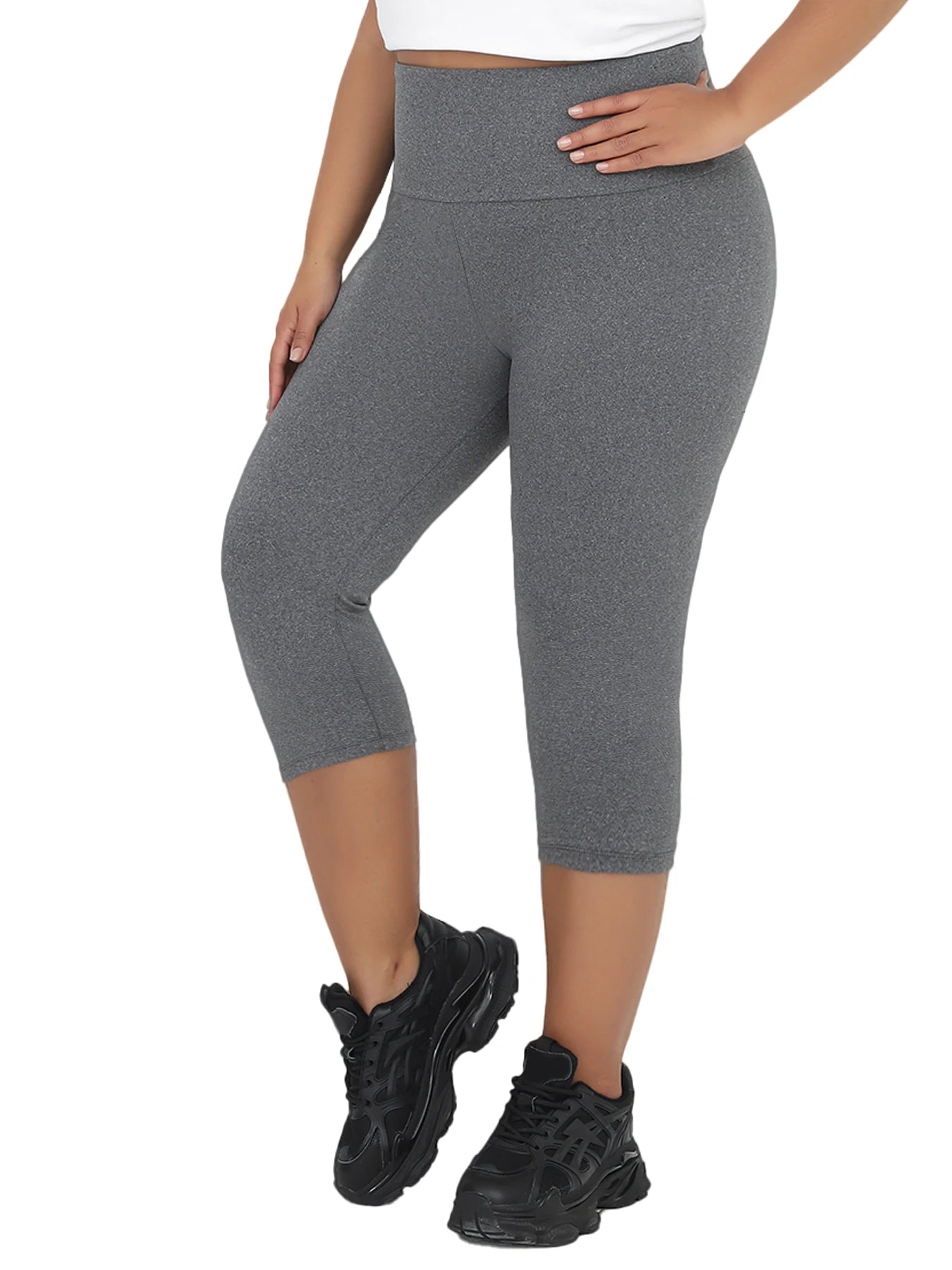 Plus Size Leggings for Women Super soft High Waisted Tummy Control Yoga Capri Pants No See Through Workout Running Leggings -2