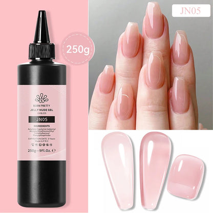 BORN PRETTY 250g Translucent Jelly Red Nude Gel Nail Polish Winter Autumn Manicure Soak Off UV LED Nail Art Gel Christmas Red 250gJN05