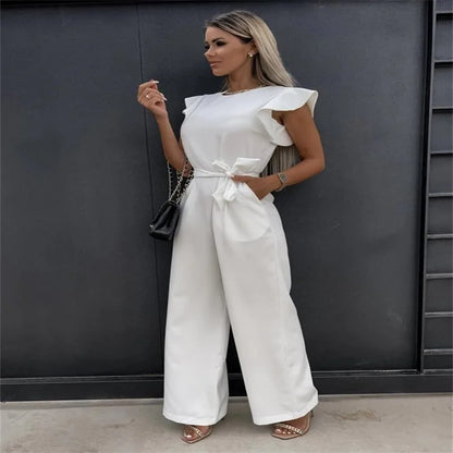 20244 Summer European and American Jumpsuit Women's Casual Pants Ruffled Strap Jumpsuit Badiee Stylez
