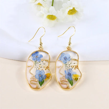 New In Earrings Dried Flower Crystal Dangle Hoop Earrings For Women Stainless Steel Diycharm Long Earring Cute Jewelry Wholesale