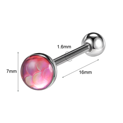 ZS 1Piece 14G Oil Luminescence Tongue Piercing Rings Stainless Steel Tongue Stud Skull Star Studs Earrings BCR Piercings Jewelry Badiee Stylez