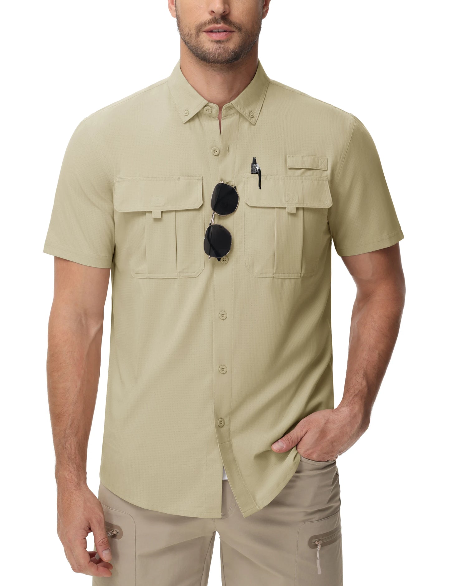 TACVASEN UV Block Fishing Shirts Mens Lightweight Quick Dry Short Sleeve Shirt Breathable Outdoor Hiking Shirt Fishing Shirts