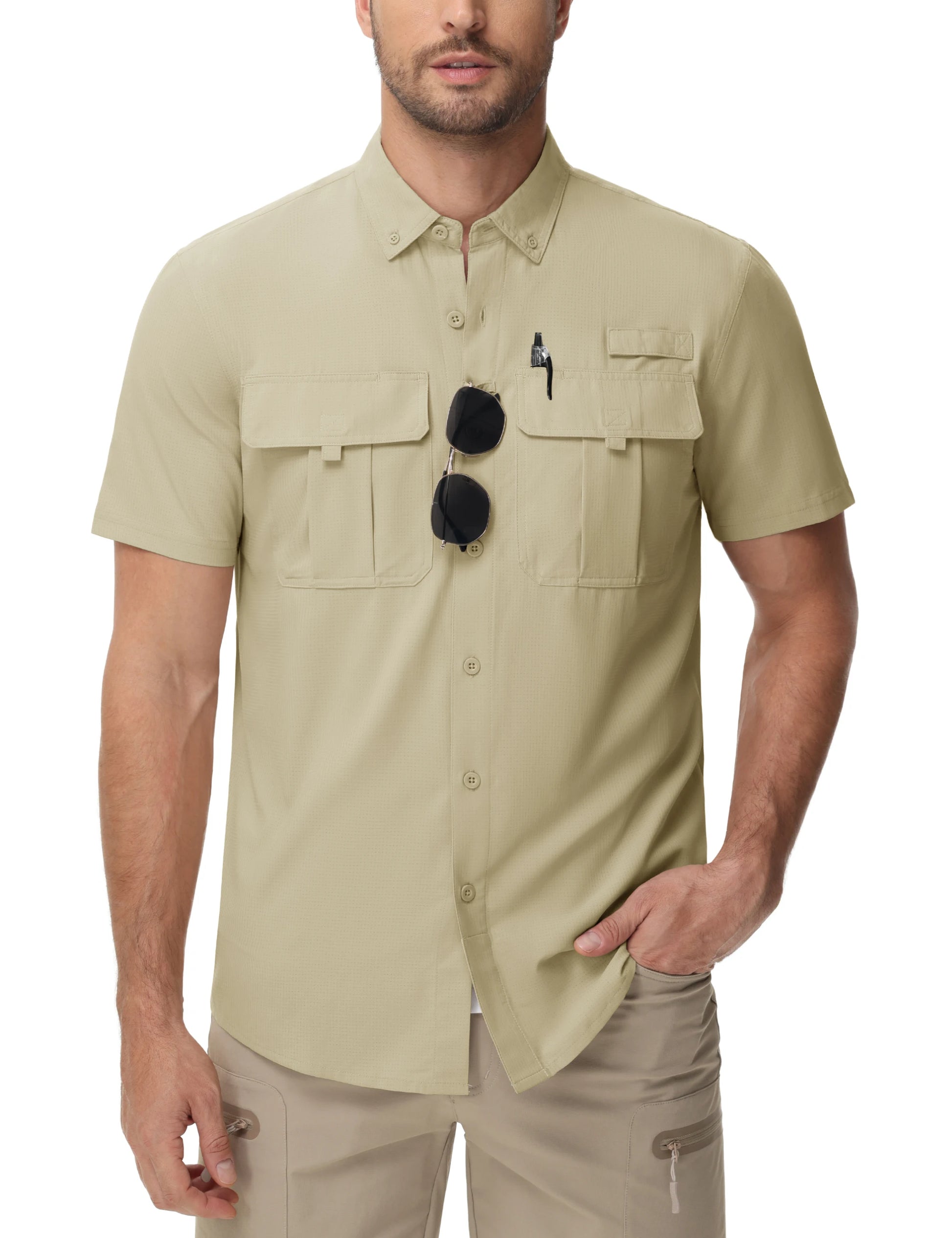 TACVASEN UV Block Fishing Shirts Mens Lightweight Quick Dry Short Sleeve Shirt Breathable Outdoor Hiking Shirt Fishing Shirts