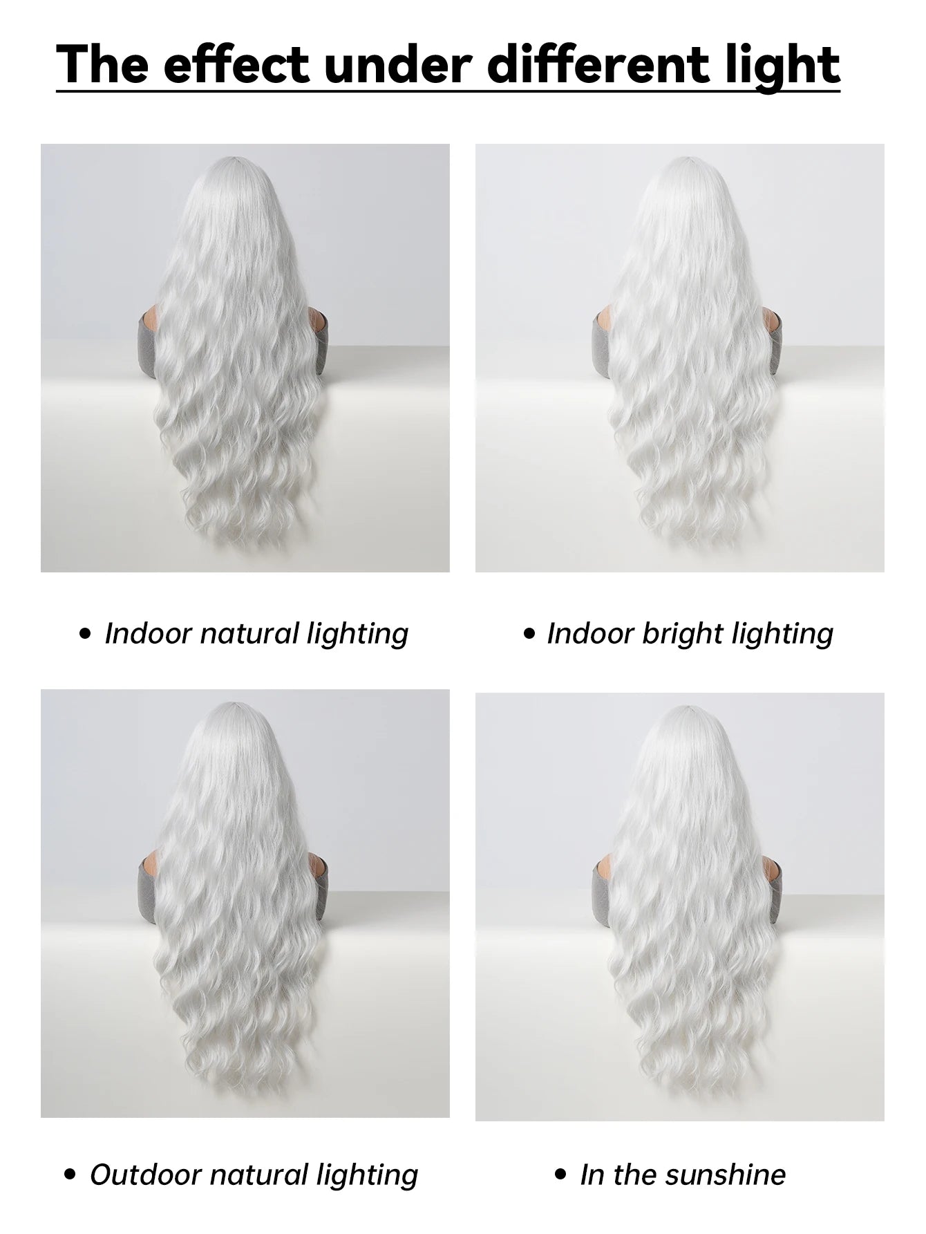 Super Long Curly Silver Synthetic Wig with Fluffy Bangs White Water Wave Hair Wigs for Women Daily Use Cosplay Colored Hair Wig