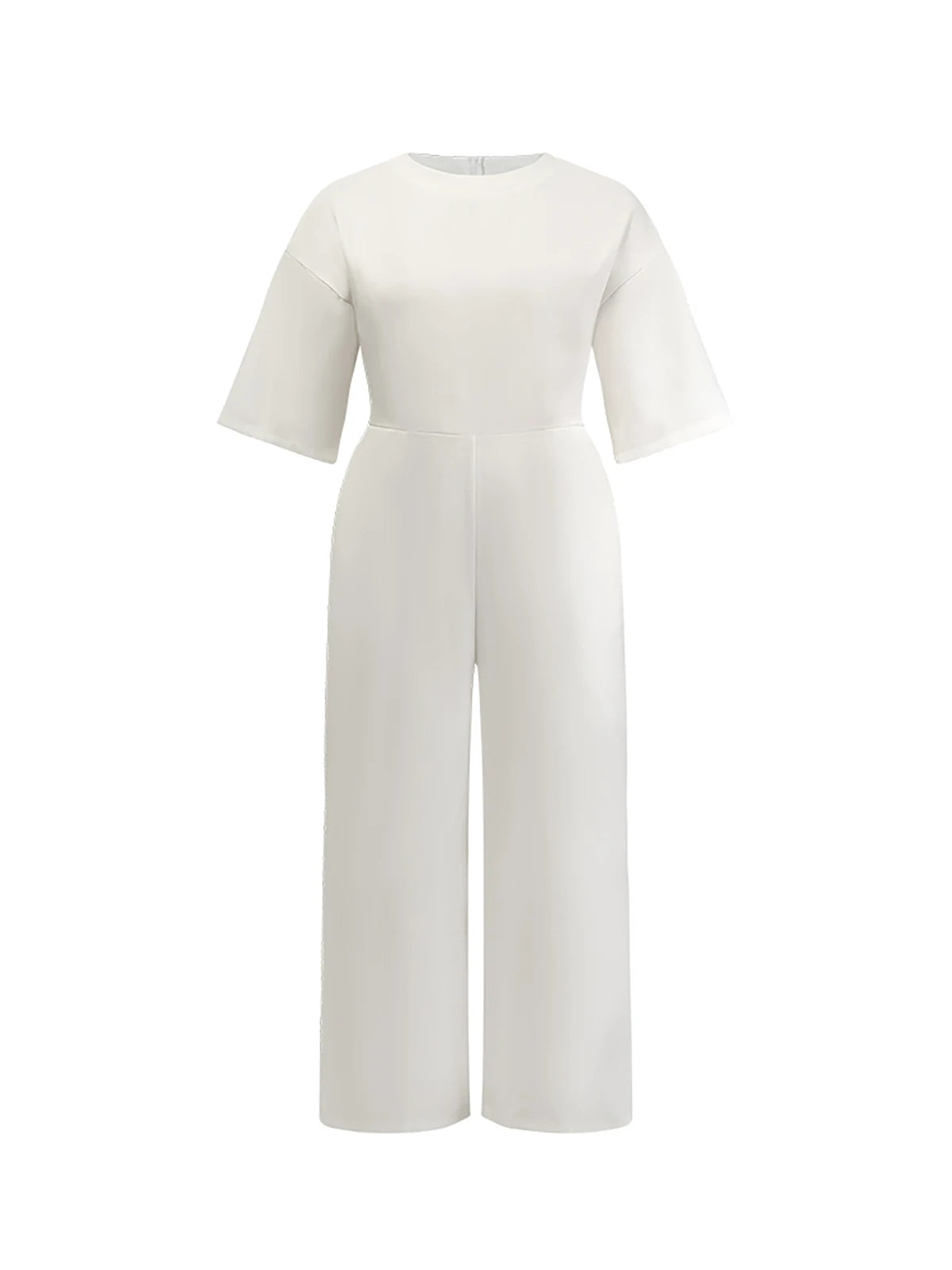 Women’s Loose Jumpsuit Pockets Solid Elegant Straight Long Pants Summer Round Neck 3/4 Sleeves Casual Female Office Lady Rompers Badiee Stylez