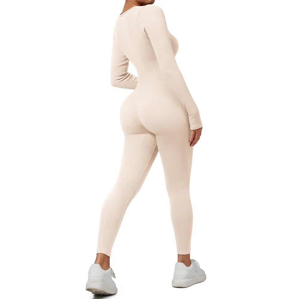 Long Sleeve Jumpsuit Women Bodycon One-piece Outfit Jumpsuit Square Neck Casual Streetwear Rompers Overalls playsuits Bodysuit Badiee Stylez