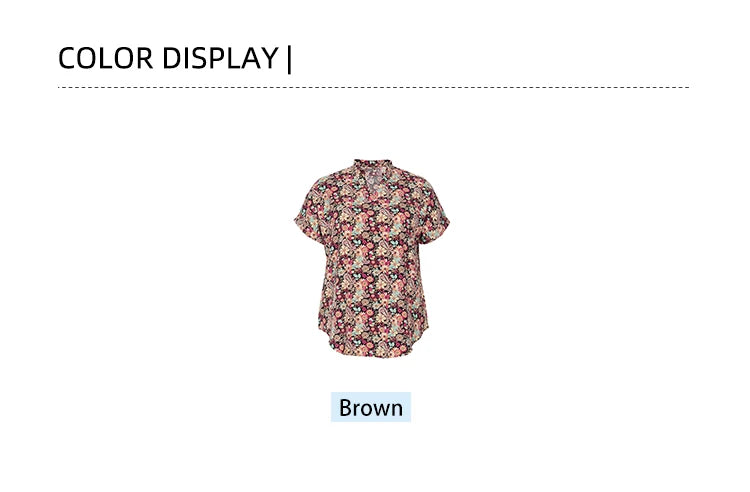 Plus Size 2024 Summer New Women's Floral T Shirt Loose Casual High Neck Summer Best Choice