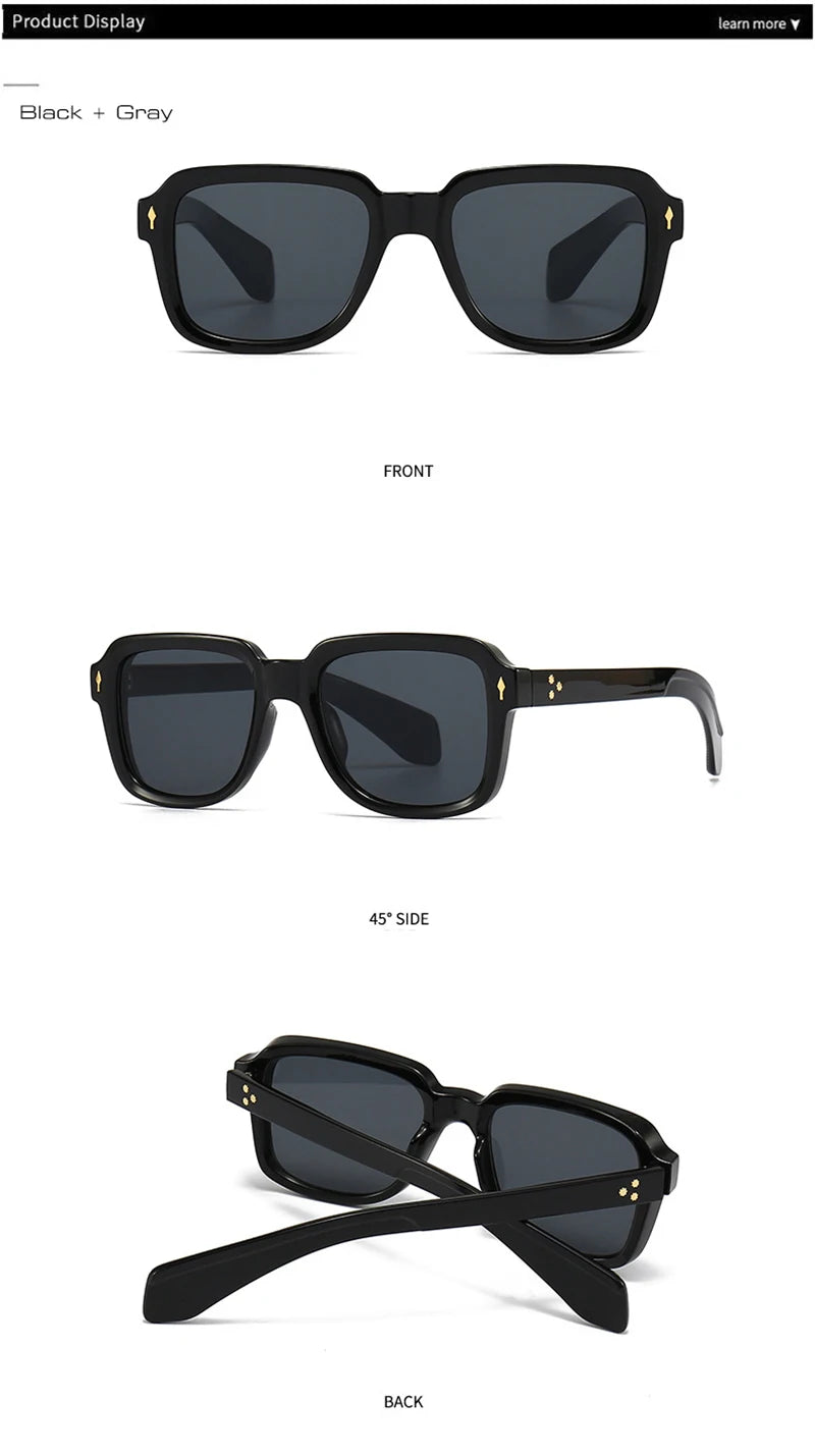 SHAUNA Fashion Sunglasses Women Square Gradient Shades UV400 Retro Rivets Men Sun Glasses