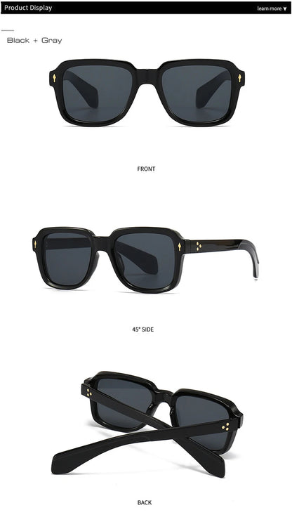 SHAUNA Fashion Sunglasses Women Square Gradient Shades UV400 Retro Rivets Men Sun Glasses