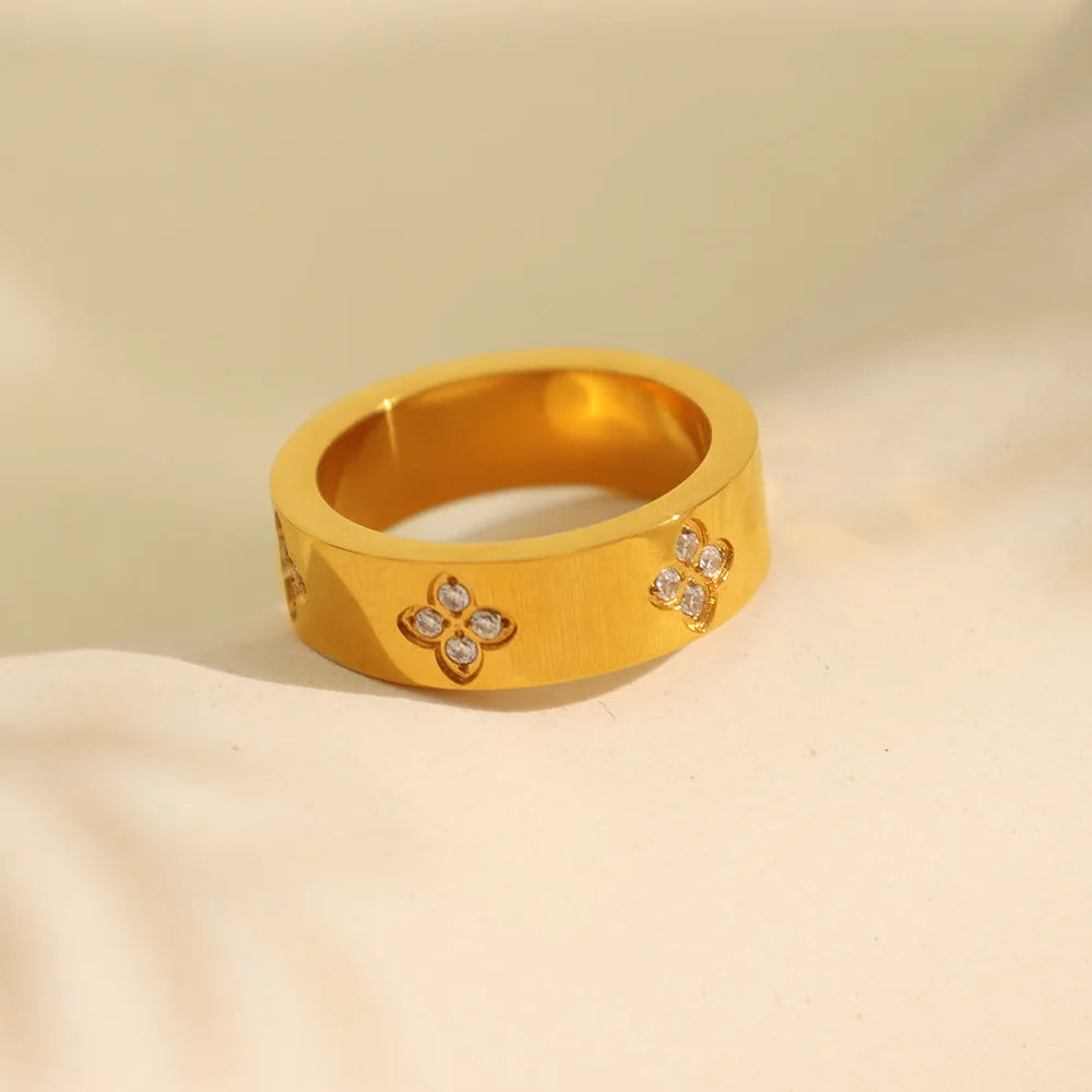 Keen-on Rings Stainless Steel Jewelry Woman Waterproof Water Drill Engagement Classic Retro Trends 2025 Products PVD Plating