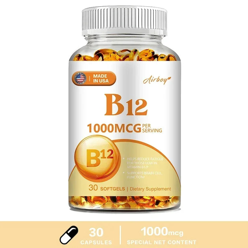 Vitamin B12 1000mcg - Benefits Brain & Heart Function, Memory, Learning, Helps Boost Natural Energy 30 Capsules