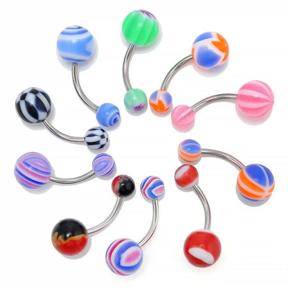 Fashion Mix Color Acrylic Stainless Steel Belly Button Piercing for Women Girls 30/50PC Navel Ombligo Piercing Body Jewelry
