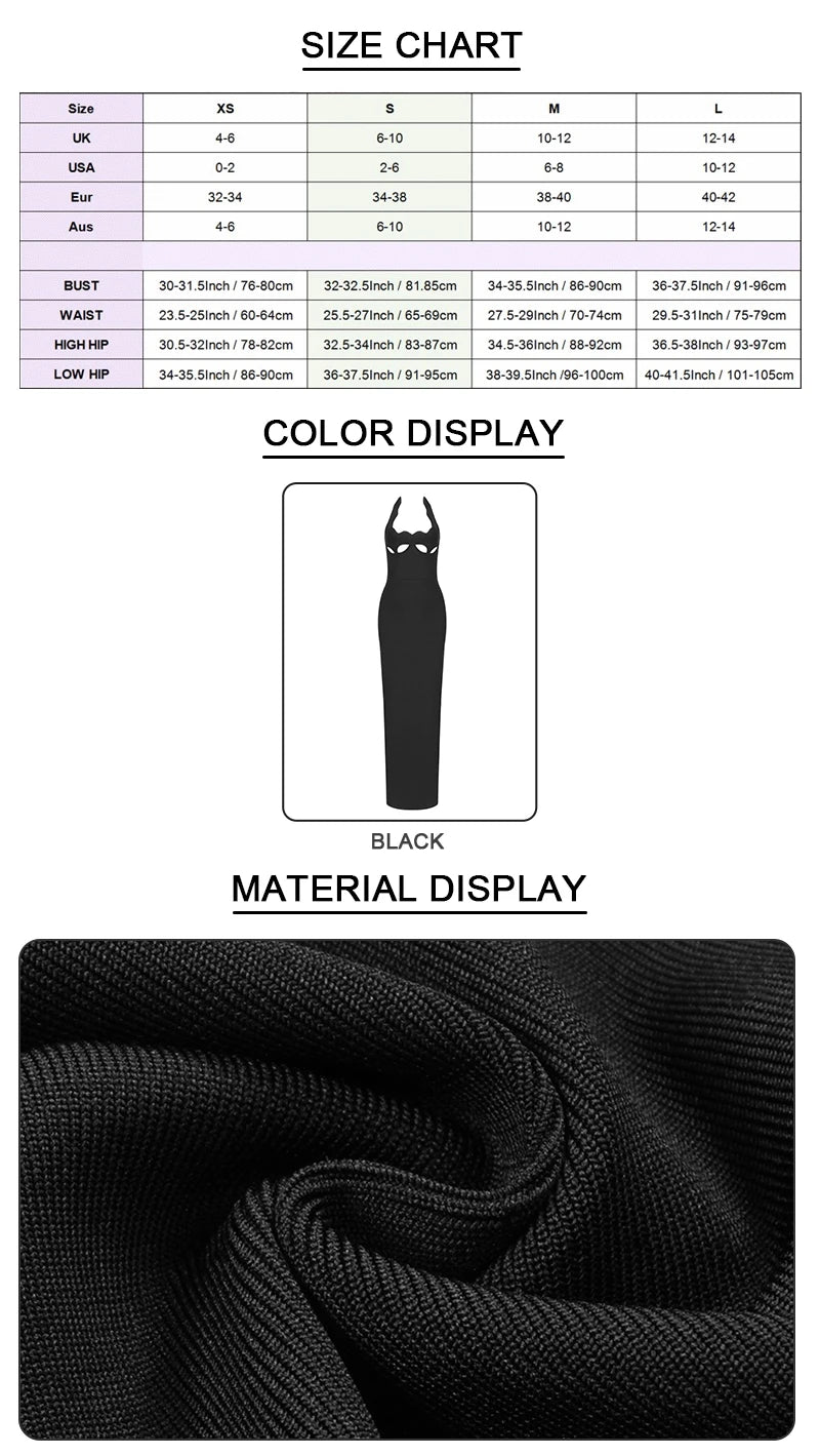 VC Black Halter Elegant Dress For Women 2022 New Summer Evening Party Celebrity Bodycon Long Dress Vestido