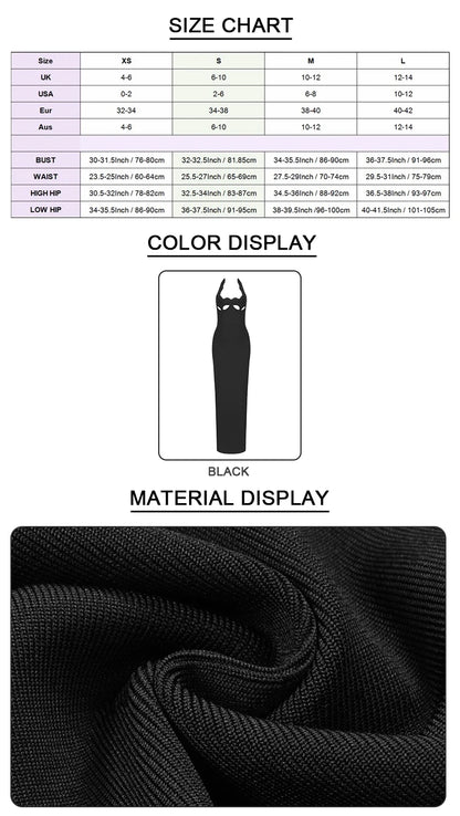 VC Black Halter Elegant Dress For Women 2022 New Summer Evening Party Celebrity Bodycon Long Dress Vestido