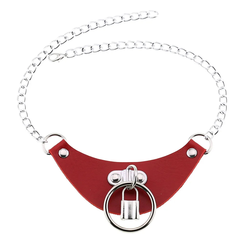 Punk Red Choker Necklace PU Leather Sexy Spiked Neck Strap Clavicle Collar Men Necklaces Hollween Women Y2K Jeweley Gift