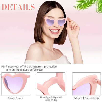 12-60Pcs Wedding Bridal Heart Shaped Sunglasses Party Favors Gift for Guests Bachelorette Hen Party Glasses Bridal Shower Decor