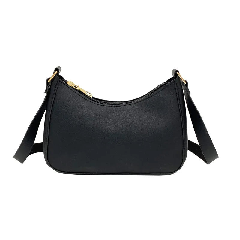 Mini Fashion Female Underarm Shopping Bag Retro Casual Women Totes Shoulder Bags Female Leather Solid Color Handbag for Women black1 (20cm<Max Length<30cm) CN