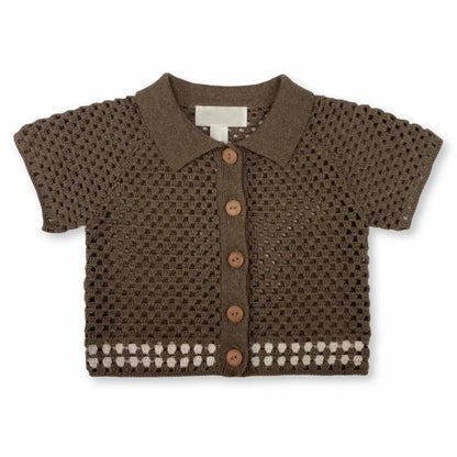 2025 Summer New Baby Short Sleeve Hollow Knit Cardigan Solid Infant Girl Coat Cotton Toddler Boys Knitted Jacket Kids Clothes