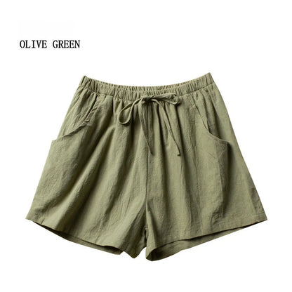 Casual Linen Shorts Women Gym Workout Shorts Cotton Short Pants High Waisted Black Ladies Short Femme Women Shorts Sport Femme GREEN