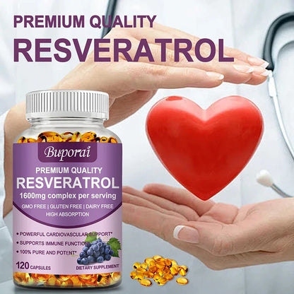 Resveratrol Capsules - Anti-aging, Antioxidant, Skin Support, Cardiovascular Health