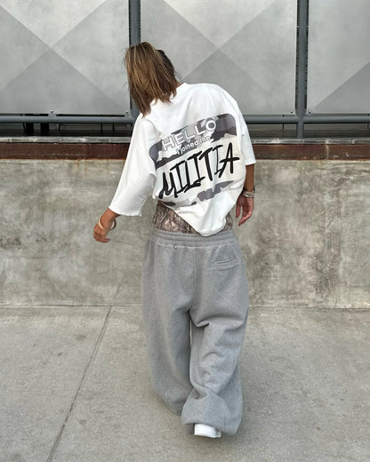 Y2K Trend Sweatpants Camouflage Embroidered Pattern Streetwear Men Women Clothing Retro Camo Baggy Pants Unisex Wide Leg Pants