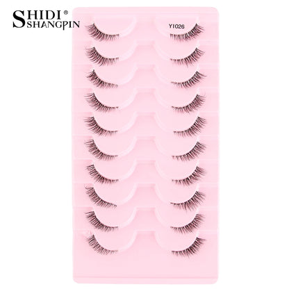 SHIDISHANGPIN 5/10Pairs False Lashes Cat Eye Eyelashes Eyelash Extension 3D Mink Half Lashes Natural Makeup faux Cils maquiagem 10 Pairs Y1026